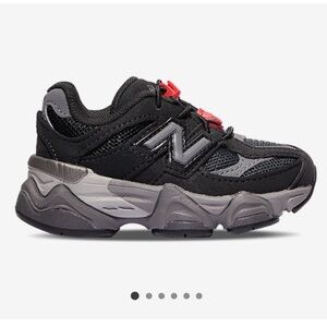 New Balance Kids' Black and Gray Sneakers with Red Accents